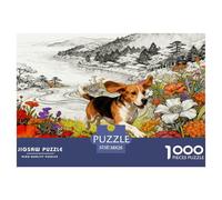 1000 Piece Beagle Jigsaw Puzzle for Adults Kids - Family Fun, Family Game, Flower Bush Mountains Jigsaws, Home Decoration Unique Gift 38x26cm/1000pcs