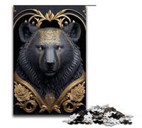 1000 Piece Bear Golden Art Deco Puzzles Gifts Jigsaw for Adults Christmas Wishlist with Santa Claus for Teenager Age 14 Up 75x50cm