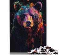 1000 Piece Bear in Neon Splatter Puzzles For Adults Wooden Puzzles Brain Teaser Puzzles For Children 1000pcs (75x50cm)
