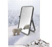 1000 Piece Bear in The Mirror Jigsaw Puzzle for Adult Teenagers Wooden Puzzle Christmas Eve Gifts 1000pcs (75x50cm)