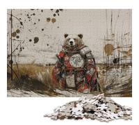 1000 Piece Bear Warrior in Armor Square Jigsaw Puzzles for Adults, Paper Puzzles Learning Educational Toy 38x26cm/1000pcs