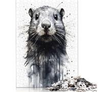 1000 Piece Beaver Beauty Black Ink Jigsaw Puzzles for Adults Jigsaw Puzzles for Adults Educational Game Challenge Toy 1000pcs (75x50cm)
