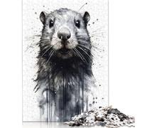 1000 Piece 'Beaver Beauty Black Ink Jigsaw Square Puzzle for Adults & Wooden Puzzles Educational Game Challenge Toy 1000pcs (75x50cm)