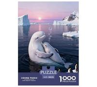 1000 Piece Beluga Whale Jigsaw Puzzle for Adults & Kids - Family-Friendly Brain Teaser, Antarctic Glacier Puzzles, Decoration Unique Gift 38x26cm/1000pcs