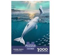 1000 Piece Beluga Whale Jigsaw Puzzle for Adults & Kids - Family Fun, Family Happy Game, Ocean Puzzles, Home Decoration Gifts 38x26cm/1000pcs