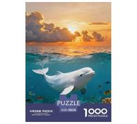 1000 Piece Beluga Whale Jigsaw Puzzle for Adults & Kids - Family Fun, Family Happy Game, Twilight Coral Reef Puzzle, Decoration Birthday Gifts 38x26cm/1000pcs