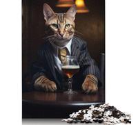 1000 Piece Bengal Cat in The Pub Adult Puzzles Puzzle for Adults And Teenager Jigsaw Puzzles for Adults Educational Game Challenge Toy 1000pcs (75x50cm)