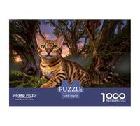 1000 Piece Bengal Cat Jigsaw Puzzle for Adults - Family-Friendly Brain Game, Ancient Woods Puzzle, Home Decoration Gifts 70x50cm/1000pcs
