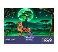 1000 Piece Bengal Cat Jigsaw Puzzle for Adults Kids - Challenging & Brainteasing, Moonlight Meadow Puzzle, Decoration Birthday Gifts 70x50cm/1000pcs