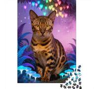 1000 Piece Bengal Cat Jigsaw Puzzle for Adults Kids - Stress Relief & Relaxation, Dreamy Woods Puzzle, Decoration Gifts 52x38cm/1000pcs