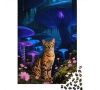 1000 Piece Bengal Cat Jigsaw Puzzle for Adults Kids - Stress Relief & Relaxation, Mushroom Forest Puzzle, Decoration Birthday Gifts 38x26cm/1000pcs