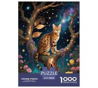 1000 Piece Bengal Cat Jigsaw Puzzles for Adults Kids Challenge Toy Family Game Decoration Bengal Cat Plants Flowers Puzzle Birthday Gifts 38x26cm/1000pcs