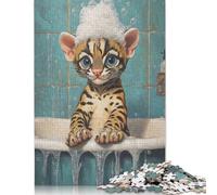 1000 Piece Bengal Kitten Bath Time Jigsaw Puzzle for Adult Teenagers Puzzle Jigsaws for Adults Educational Puzzle 1000pcs (75x50cm)