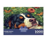 1000 Piece Bernese Mountain Dog Game Puzzle for Adults Gifts Fun Challenging Home Decoration Brainteasing Lovely Animal Jigsaw Puzzle for Women Men Adult 38x26cm/1000pcs