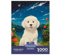 1000 Piece Bichon Frise Game Puzzle for Adults Gifts Educational Games Home Decoration Cute Dog Jigsaw Puzzle for Adults And Kids Age 12 And Up 70x50cm/1000pcs