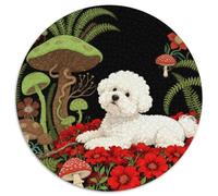 1000 Piece Bichon Frise Jigsaw Puzzle for Adults Kids - Family-Friendly Brain Teaser, Flower Mushrooms Puzzle, Home Decoration Unique Gift 1000pcs (67.5x67.5cm)
