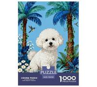 1000 Piece Bichon Frise Jigsaw Puzzle for Adults Kids - Family Fun, Educational Toys, Sky Blue Plants Puzzle, Decoration Birthday Gifts 70x50cm/1000pcs