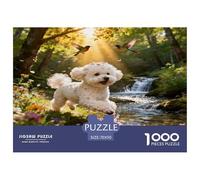 1000 Piece Bichon Frise Jigsaw Puzzle for Adults & Kids - Family Fun, Family Game, Forest Stream Bird Puzzle, Home Decoration Birthday Gifts 70x50cm/1000pcs