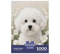 1000 Piece Bichon Jigsaw Puzzles for Adults Kids Challenge Toy Family Game Home Decoration Bichon Lily Valley Puzzle Unique Gift 38x26cm/1000pcs