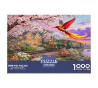 1000 Piece Bird of Paradise Jigsaw Puzzle for Adults & Kids - Family Fun, Family Game, Cherry Blossoms Train Puzzles, Decoration Birthday Gifts 38x26cm/1000pcs