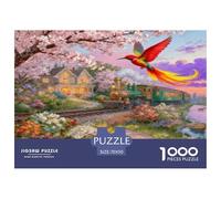 1000 Piece Bird of Paradise Jigsaw Puzzle for Adults & Kids - Family Fun, Family Game, Cherry Blossoms Train Jigsaws, Decoration Birthday Gifts 70x50cm/1000pcs