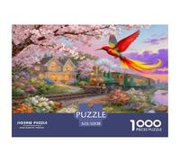 1000 Piece Bird of Paradise Jigsaw Puzzle for Adults & Kids - Family Fun, Family Game, Cherry Blossoms Train Jigsaws, Decoration Gifts 52x38cm/1000pcs