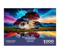 1000 Piece Birman Cat Jigsaw Puzzle for Adults Kids - Challenging & Brainteasing, Lakeside Grass Puzzles, Decoration Gifts 70x50cm/1000pcs