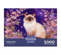 1000 Piece Birman Cat Jigsaw Puzzle for Adults Kids - Challenging Game, Pink Purple Flowers Puzzle, Decoration Birthday Gifts 70x50cm/1000pcs