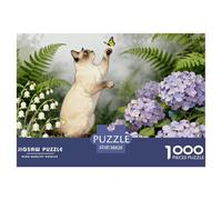 1000 Piece Birman Cat Jigsaw Puzzle for Adults Kids - Family-Friendly Brain Teaser, Flowers Ferns Puzzle, Decoration Birthday Gifts 38x26cm/1000pcs