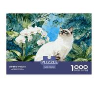 1000 Piece Birman Cat Jigsaw Puzzle for Adults Kids - Family-Friendly Brain Teaser, Flowers Ferns Puzzles, Decoration Birthday Gifts 70x50cm/1000pcs