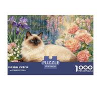 1000 Piece Birman Cat Jigsaw Puzzle for Adults & Kids - Family Fun, Educational Games, Flower Bush Puzzle, Decoration Unique Gift 38x26cm/1000pcs