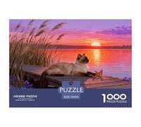 1000 Piece Birman Cat Jigsaw Puzzle for Adults Kids - Family Fun, Family Happy Game, Lakeside Sunset Jigsaws, Decoration Gifts 70x50cm/1000pcs
