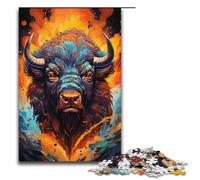 1000 Piece Bison's Colorful Psychedelic Jigsaw for Kids Wooden Puzzles Home Art Decor 1000 PCS(38x26cm)