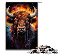 1000 Piece Bison's Colorful Psychedelic Jigsaw for Kids Wooden Puzzles Home Art Decor 1000 PCS(75x50cm)