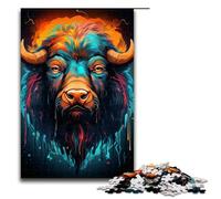 1000 Piece Bison's Colorful Psychedelic Puzzles Gifts Jigsaw Puzzles for Adults Christmas Wishlist with Santa Claus for Teenager Age 14 Up 1000 PCS(75x50cm)