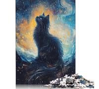1000 Piece Black Cat in Space Jigsaw Puzzlesfor Adults Paper Puzzle Jigsaws for Adults For Family Fun & Game Night 1000pcs (38x26cm)