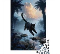 1000 Piece Black Cat Jigsaw Puzzle for Adults & Kids - Family-Friendly Brain Game, Ferns Puzzle, Home Decoration Unique Gift 38x26cm/1000pcs