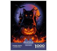 1000 Piece Black Cat Jigsaw Puzzle for Adults Kids - Family Fun, Educational Toys, Pumpkin Bat Puzzles, Decoration Birthday Gifts 70x50cm/1000pcs