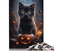 1000 Piece Black Cat on Jack-o-Lantern Jigsaw Puzzles for Adults Paper Puzzle for Adults And Teenager Educational Puzzle 1000pcs (38x26cm)