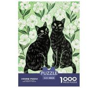 1000 Piece Black Cats Jigsaw Puzzles for Adults Kids Challenge Toy Family Game Home Decoration Two Black Cats Four Leaf Puzzles Gifts 38x26cm/1000pcs