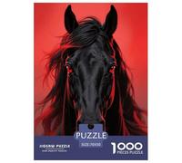 1000 Piece Black Horse Jigsaw Puzzle for Adults - Challenging & Brainteasing, Horse Close-up Puzzles, Decoration Unique Gift 70x50cm/1000pcs