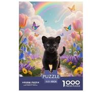1000 Piece Black Panther Cub Jigsaw Puzzle for Adults - Family-Friendly Brain Teaser, Dreamy Sea of Flowers Puzzles, Home Decoration Unique Gift 38x26cm/1000pcs