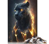 1000 Piece Black Panther Fantasy Fire Jigsaw Puzzles for Adult Puzzle Jigsaws for Adults Age 14+ 1000pcs (75x50cm)