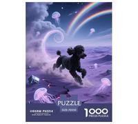 1000 Piece Black Poodle Jigsaw Puzzle for Adults - Family Fun, Family Happy Game, Purple Plain Puzzle, Home Decoration Gifts 70x50cm/1000pcs