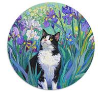 1000 Piece Black White Cat Jigsaw Puzzles Educational Games Home Decoration Black White Cat Lush Flowers Puzzle Birthday Gifts 1000pcs (67.5x67.5cm)