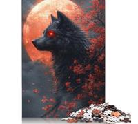 1000 Piece Black Wolf And Blood Moon Jigsaw Puzzle for Adult Teenagers Christmas Eve Gifts 1000pcs (75x50cm)