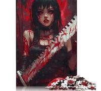 1000 Piece Bloody Anime Girl with Chainsaw Puzzles for Adults Wooden Puzzles Educational Game for Children As A 1000pcs (75x50cm)