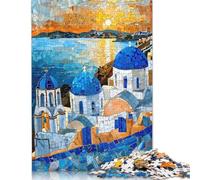 1000 Piece Blue Domes of Greece Creative Square Jigsaw Puzzles for Adults And Wooden Puzzles Toy Intellectual Game 1000pcs (75x50cm)