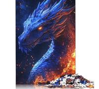 1000 Piece Blue Dragon in Flames Jigsaw Puzzles, for Adults & Wooden Puzzles Educational Games For Kids 1000pcs (75x50cm)