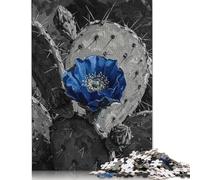 1000 Piece Blue Flower on Cactus Painting Adult Jigsaw Puzzle Puzzle Jigsaws for Adults Jigsaw Puzzles for Adults Educational Game Challenge Toy 1000pcs (75x50cm)